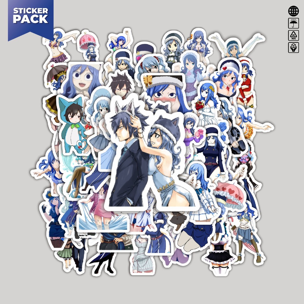 

[100PCS]Stiker Pack Stiker Anime Series Fairy Tail Karakter Juvia Lockser Aesthetic Vinyl Anti Air Dekorasi Sticker Laptop Buku Journal Koper Helm Casing HP Gitar Helm Skateboard
