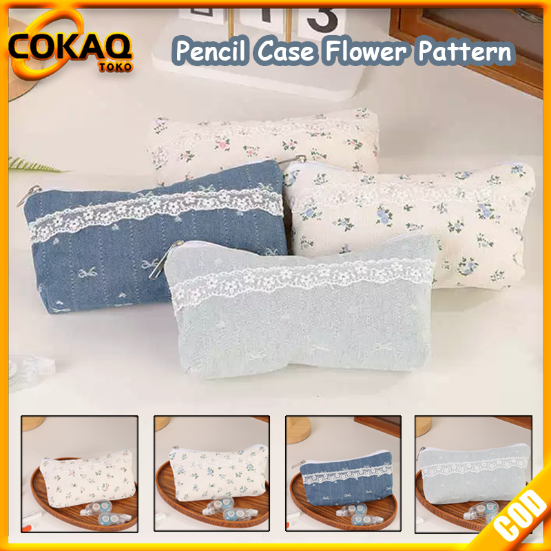 

COKAQ Floral Pencil Case Pencil Case Stylish Flower Pattern Tempat Pensil