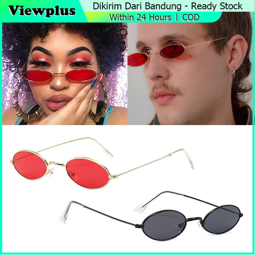 Baru Premium Kacamata Retro Bulat Oval Lensa Hitam Kacamata Mini Kacamata Trendy Kacamata Kecil