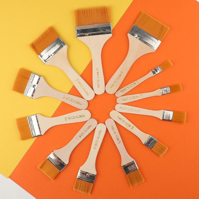

1SET/12pcs Kuas Lukis Besar Lebar Set No.1-12/Kuas Cat Gagang Kayu Tebal Halus/Kuas Lukis Bali Artist Nylon Flat Art Brush