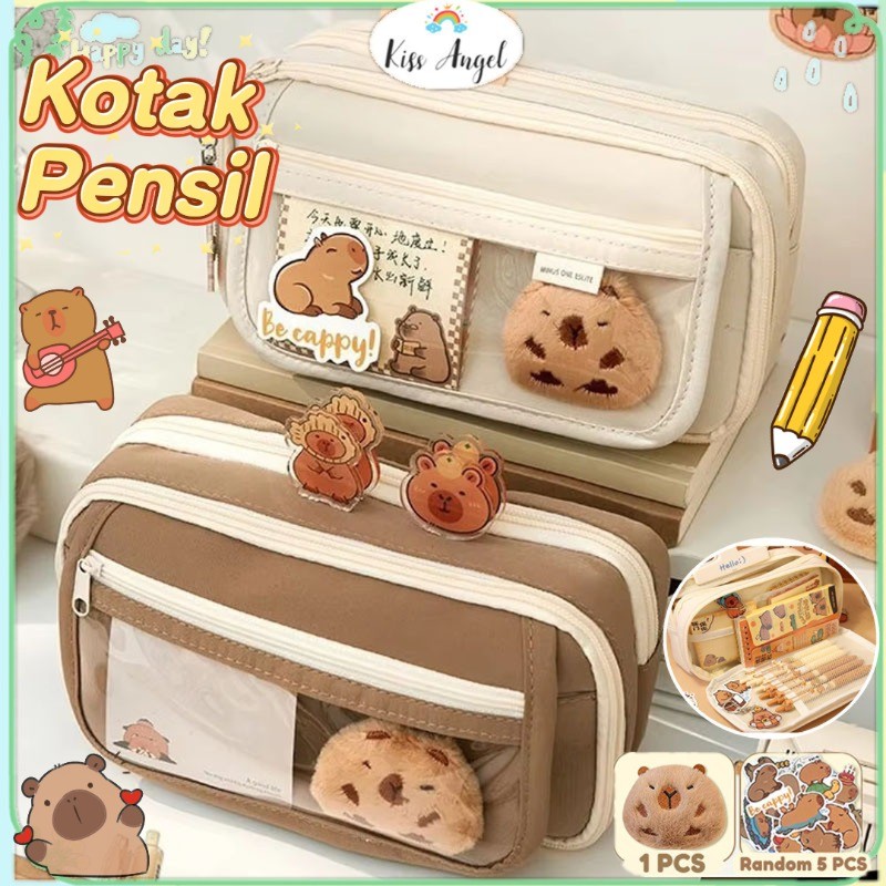 

Capybara Kotak Pensil Sekolah Lucu Kapasitas Besar Multifungsi Bonus Stiker Boneka