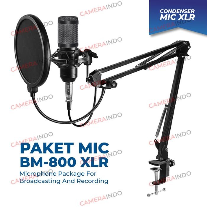 Paket Mic Condenser BM-800 Set Arm stand Broadcasting And Recording - BM800 SET
