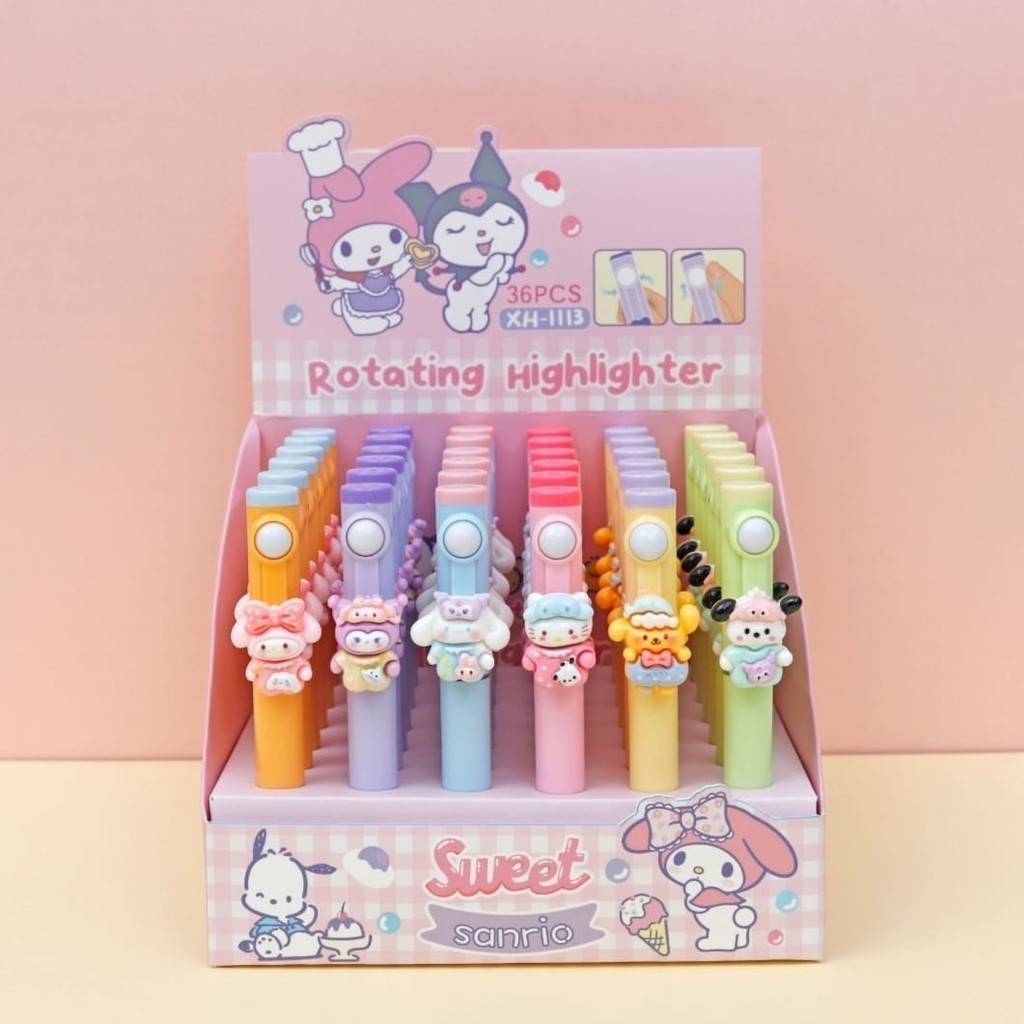 

TR - Mix 6pcs Rotating Highlighter Character Warna ATK Alat Tulis Kantor Sekolah Stabilo Cute Stationery Pen