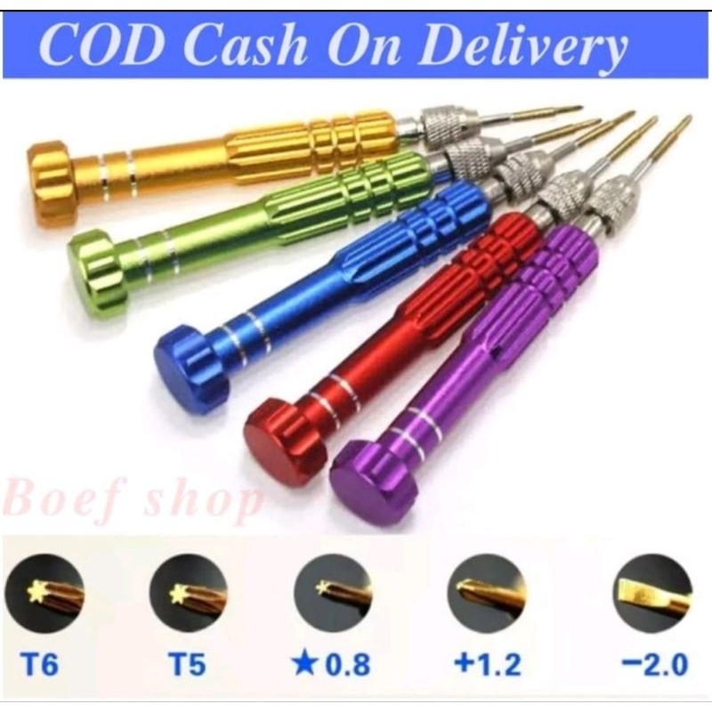 Obeng Hp Set Lengkap 5 in 1 isi 5 Buat Buka Handphone Universal Semua hp & VAPE