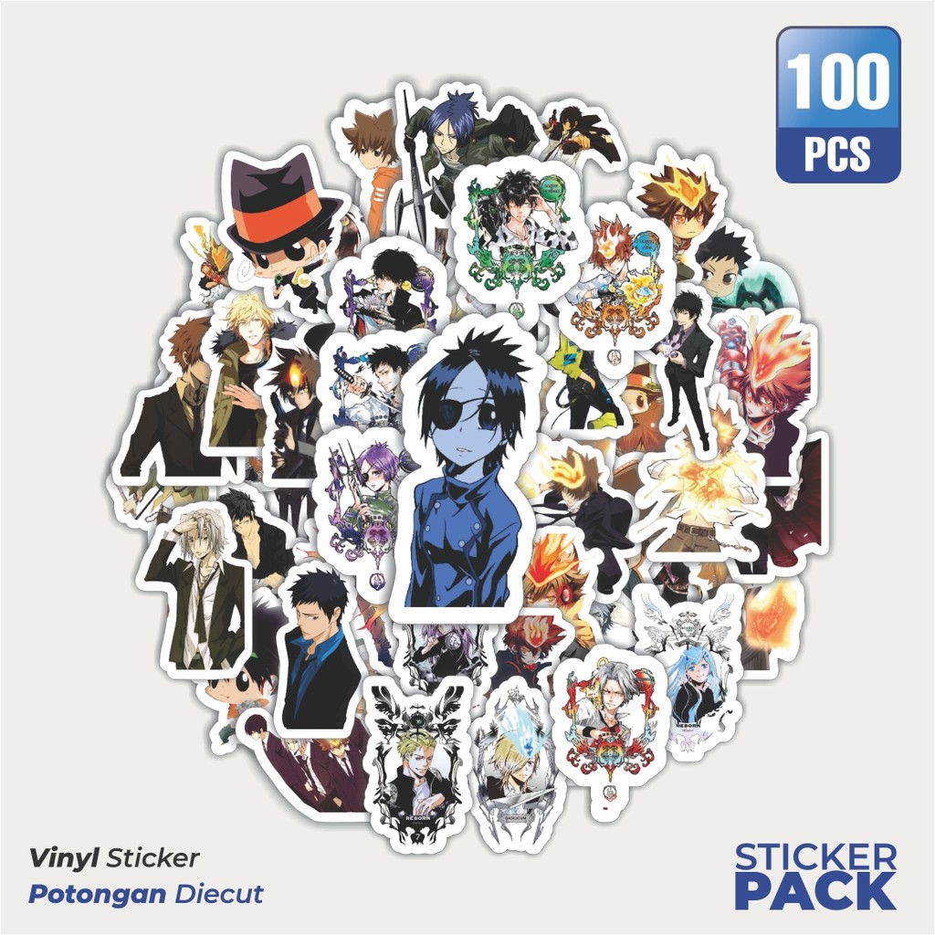 

100 PCS STIKER Stiker Anime Series Reborn Karakter Mix 4 Waterproof Aesthetic- Untuk Laptop, Motor, dan Helm - Paper Stationery Pack