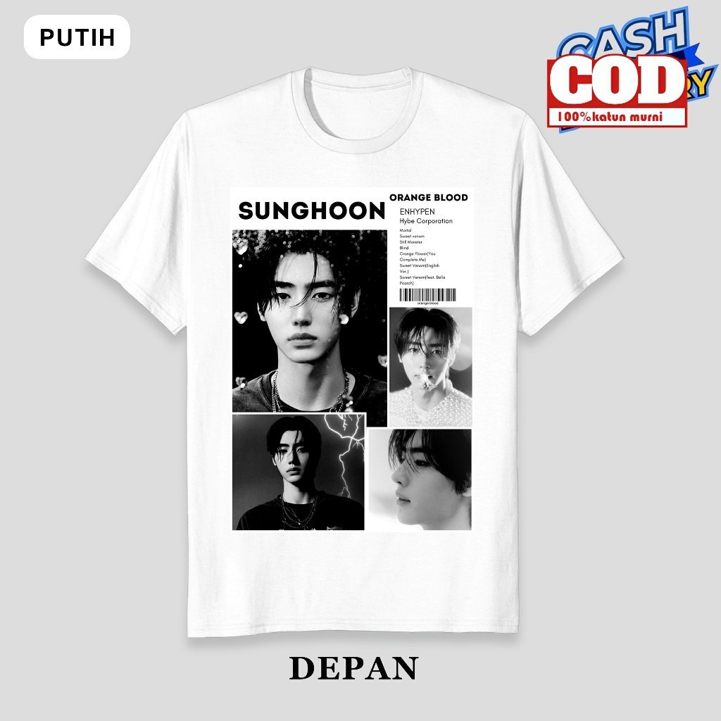COD (Dikirim dalam 24 jam)MIEMIE. Baju Kaos Tshirt En Initial "SUNGHOON V2" Jake Sunoo Jungwon Niki 