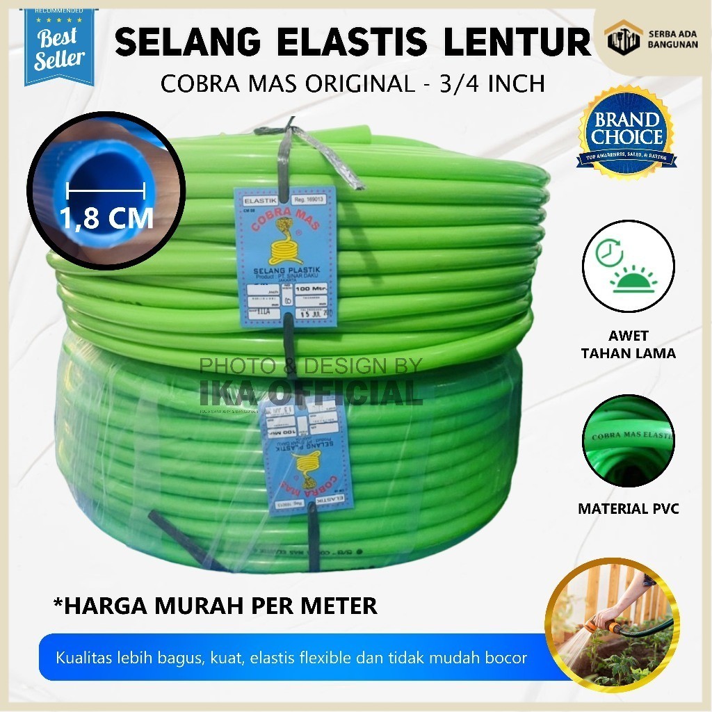 SAB Selang Air 5/8 " Inch Per Meter Kenyal Dan Tebal Selang Air Elastis Stabilo 1/2 inch (jual per m