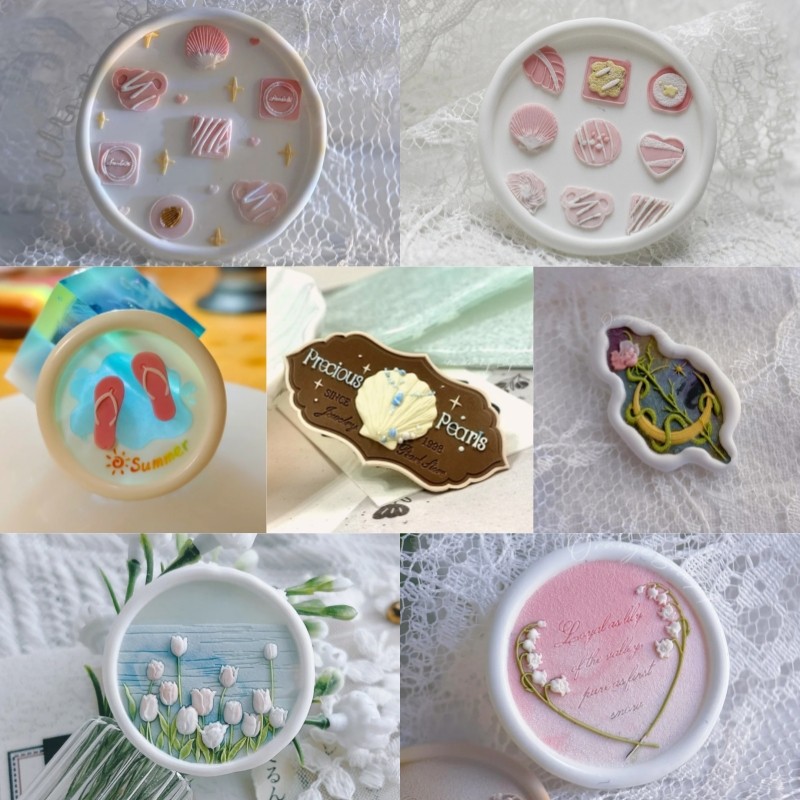 

Creative Toy Lacquer Seal Copper Seal Head Chocolate Rose Shell Cute Ins Style Diy Stamp Envelope Seal Invitation Envelope Toys