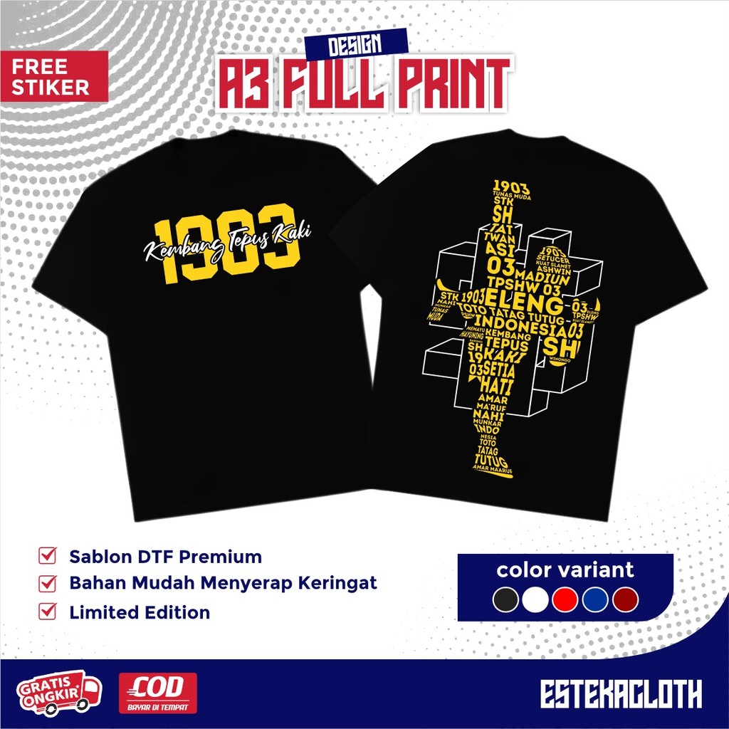 KAOS PSHW 1903 KEMBANG TEPUS KAKI KAOS PSHW TERBARU - KAOS SH WINONGO - KAOS PSHW SIMPEL - KAOS PERS