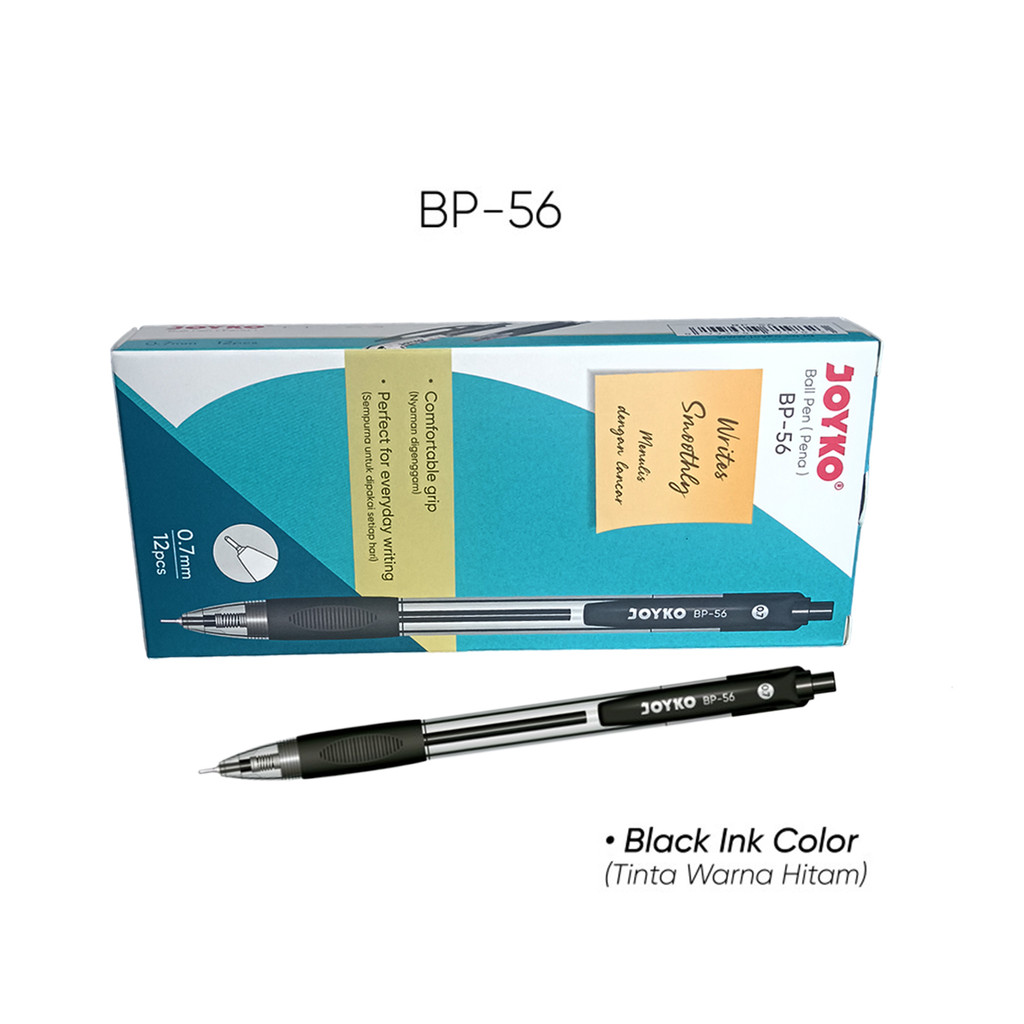 

Pulpen Joyko BP-56 [1 Pack/12 Pcs] / Ballpoint Pena 1 Pak / Alat Tulis Sekolah / Ball Pen Bolpen Polpen Bulpen Tinta Hitam Perlengkapan Sekolah