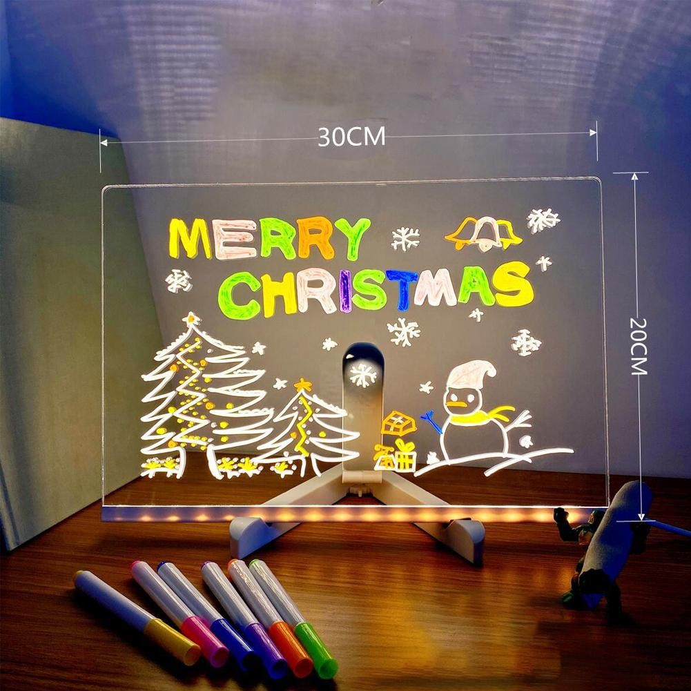 

Light Up Acrylic Message Board Rewritable DIY Children's Glowing Drawing Board Message Lamp With 7 Colorful Pens
