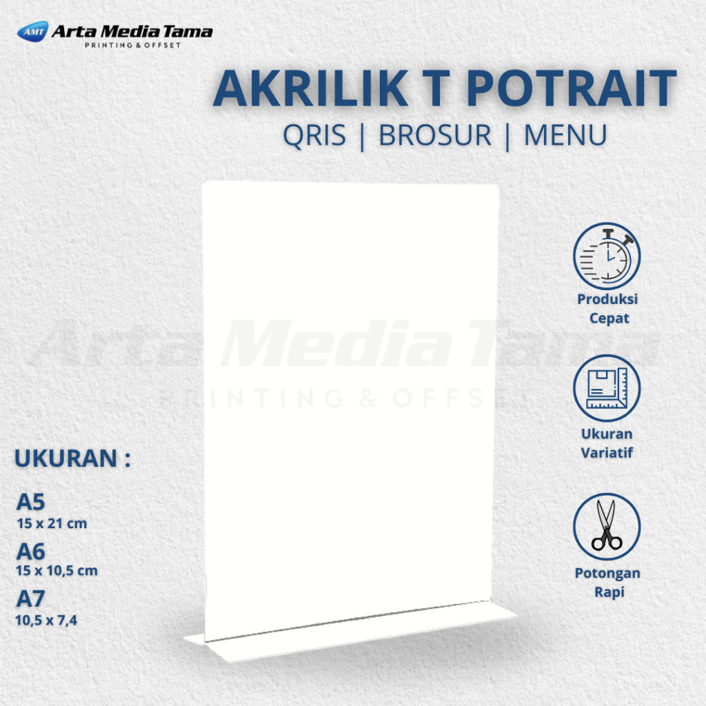 

TEMPAT BROSUR AKRILIK T POTRAIT | AKRILIK STAND | QRIS STAND | STAND DISPLAY | DUDUKAN DISPLAY