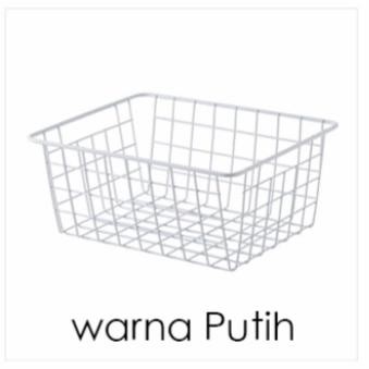 

Keranjang besi penyimpanan serbaguna tempat pakaian buku dapur - Putih