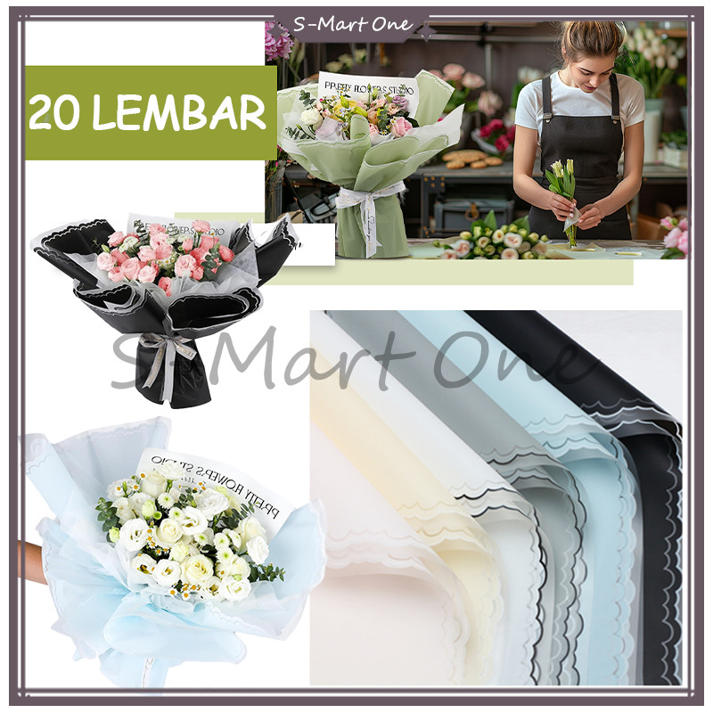 

SM 20 lembar Flower Wrapping Paper Varian List Cloud Awan Frame Transparan Kertas Buket Bunga Cellophane Florist 57*57CM