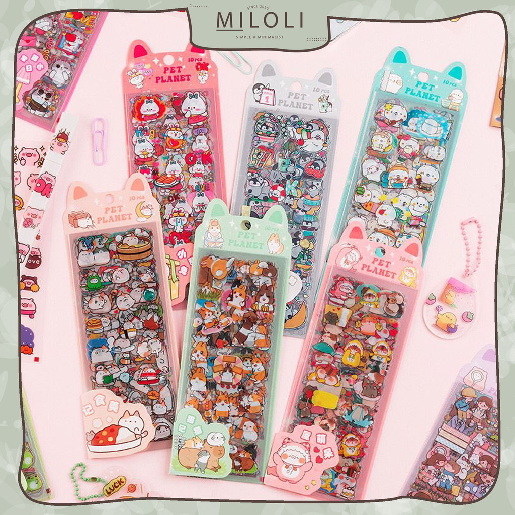 

[MILOLI] 10Pcs PET PLANET CUTE CARTOON DIY Diary Sticker Jurnal BUJO Planner Deco Stiker Hias - B0472