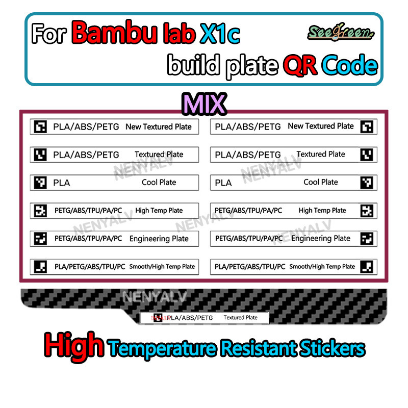 For Bambu Lab X1c Build Plate QR Code Sticker Bambulab QR Code For Bambu Lab X1C Third Party Build P