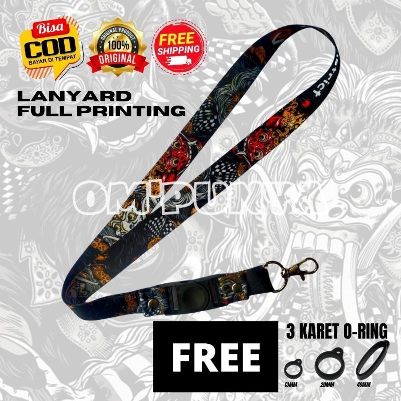 

Lanyard Gantungan Bonus 3 Karet Motif BARONG VZA Full Print Bolak Balik