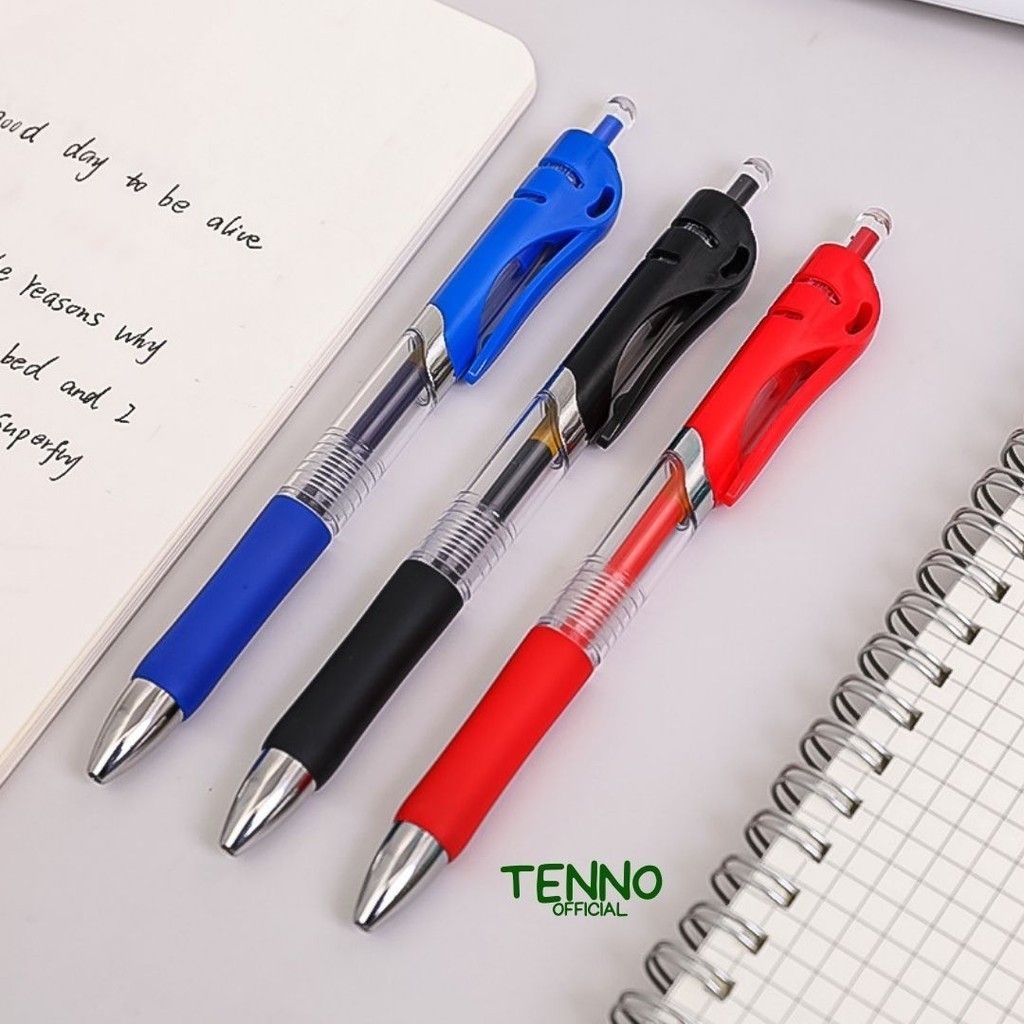 

TENNO GelPen Standar Ukuran 0.5mm Pulpen Gel Pen Tinta Warna Hitam Biru Merah Alat Tulis Sekolah Kantor Cetek Pencet Enak Digunakan Pena Bolpoin Balpaint