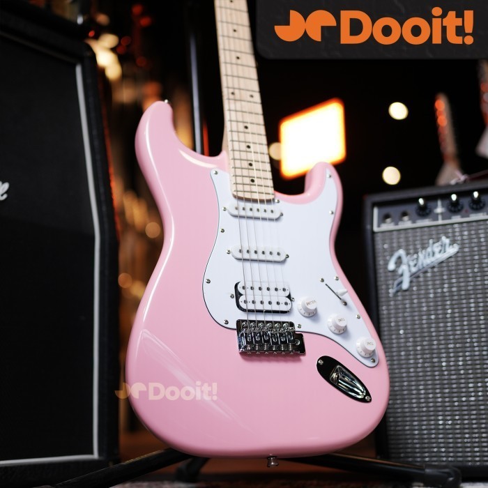 Aria Pro Ariapro II STG004 STG 004 M HSS Gitar Elektrik MAPLE  Split Coil Push Pull - Kawai Pink