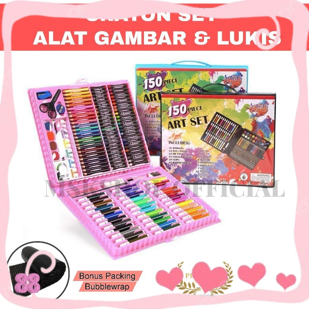 

CRAYON SET PERALATAN GAMBAR LUKIS PENSIL WARNA/ ART SET ISI 150 PCS