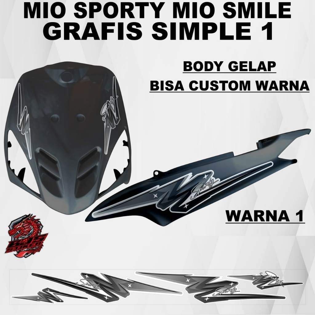 Stiker Striping Yamaha Mio Sporty / Mio Smile grafis simple 1 body gelap - setiker stiker sticker li