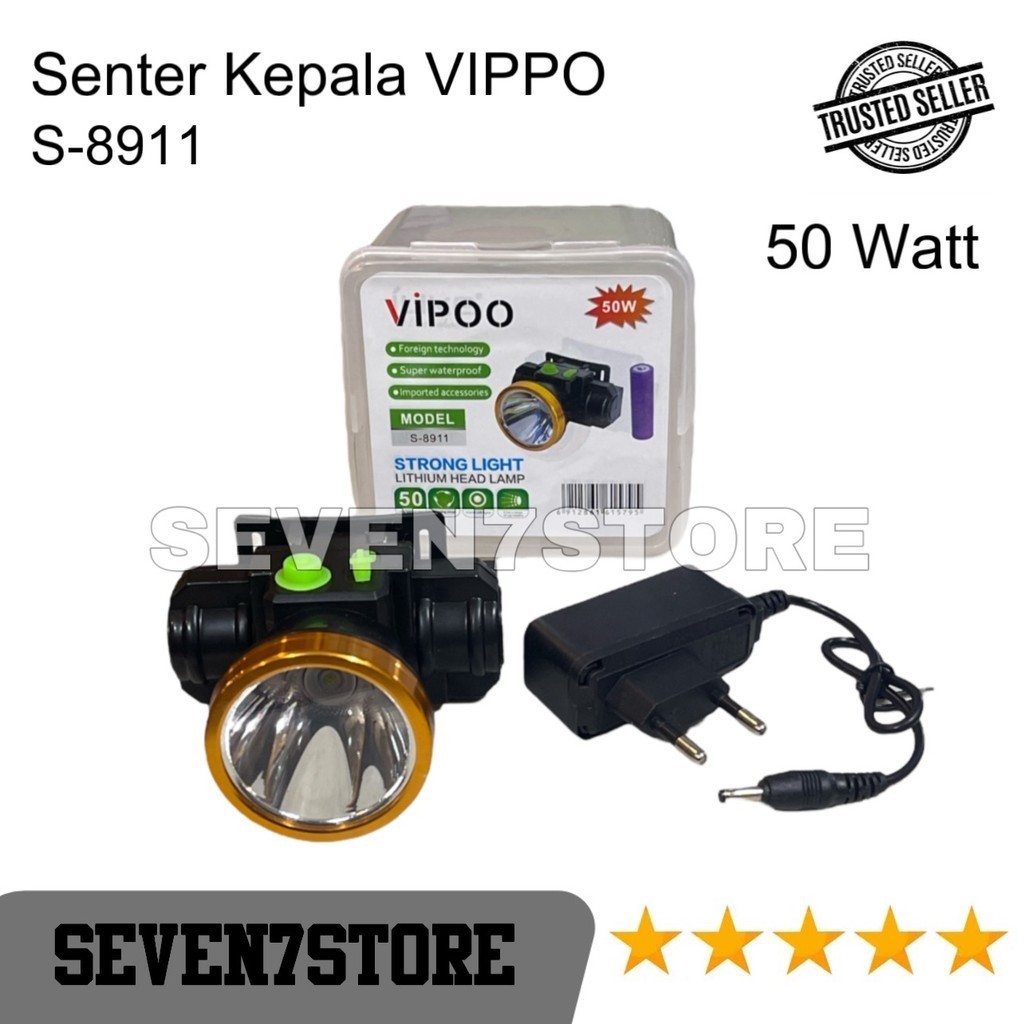 Senter Kepala Vippo 8911 50 Watt Lampu Led Putih