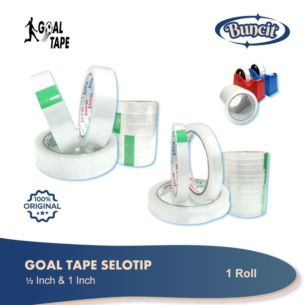 

Goal Tape Selotip 1|2 inch x 72 Yard & 1 inch x 72 Yard | 1 Roll | Isolasi Tape