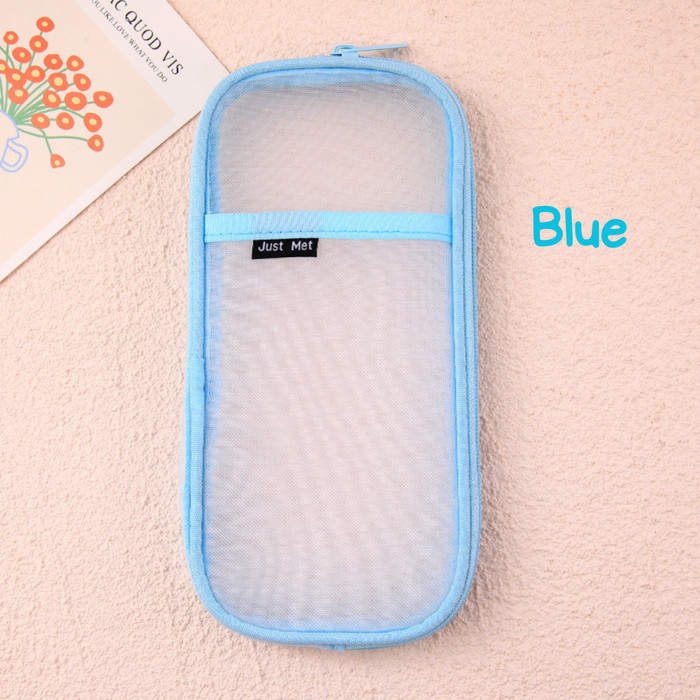 

TERLARIS! TOPER Kotak Pensil Jaring Transparant Lucu Macaroon Pastel - Blue