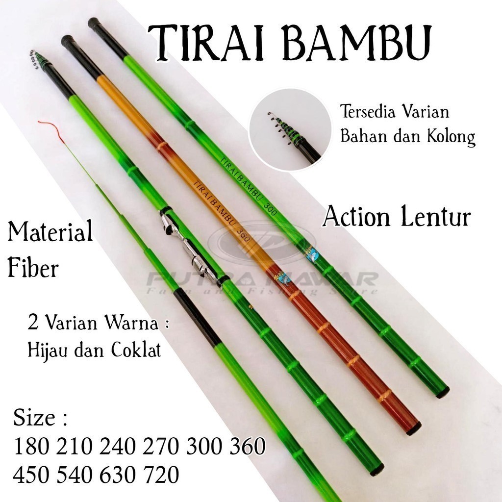 Neptuna Tirai Bambu Joran Tegek Kolong Ruas Panjang Bahan Fiber Action Lentur Tongkat Tangkai Pancin