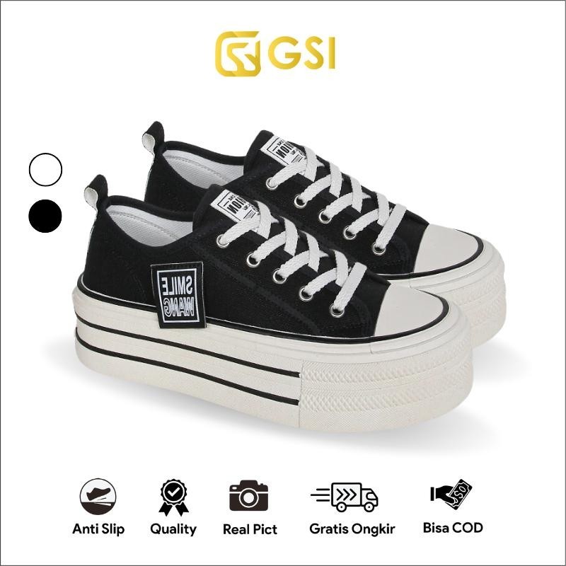 GSI Gunmi 1335 Sepatu Wanita Sneakers Sekolah Kanvas Tebal Kekinian SIZE "36-40"