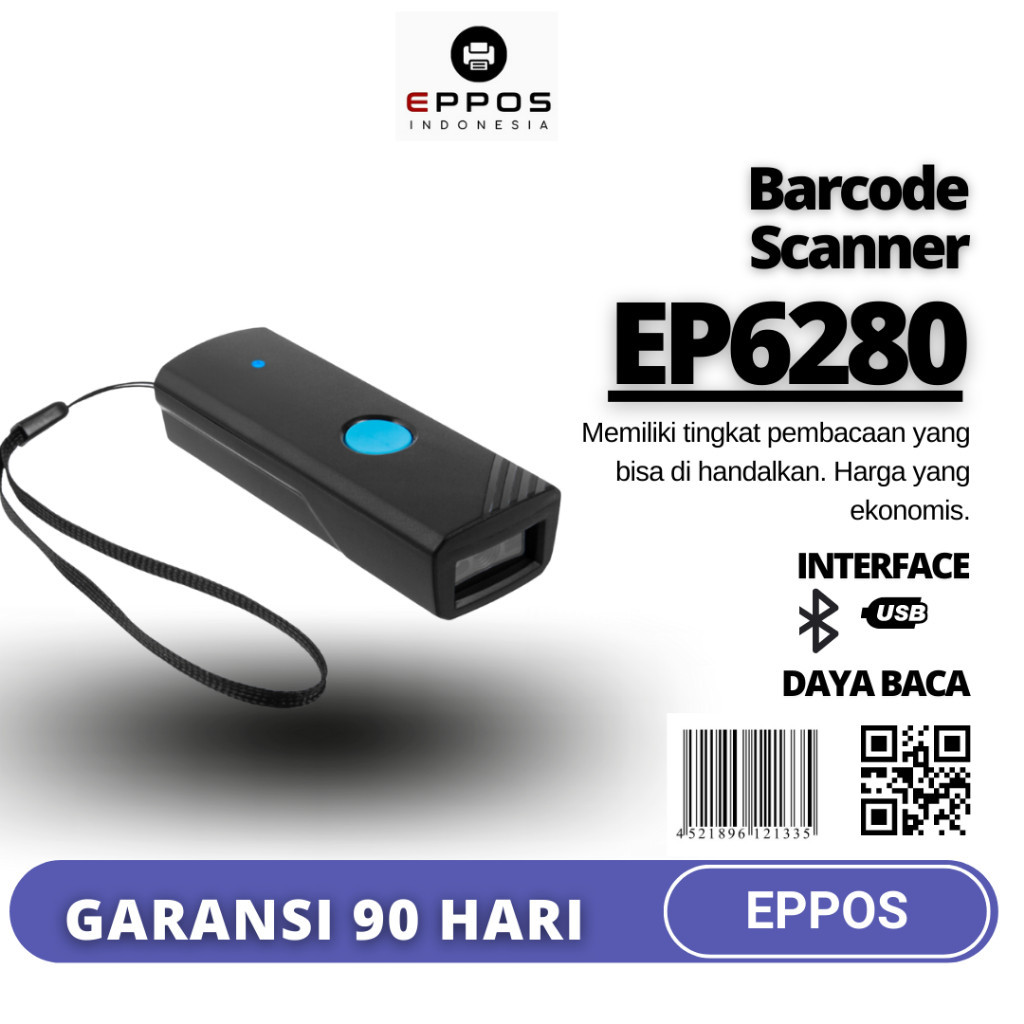 EPPOS - Mini Barcode Scanner 1D/2D Bluetooth Wireless EP6280