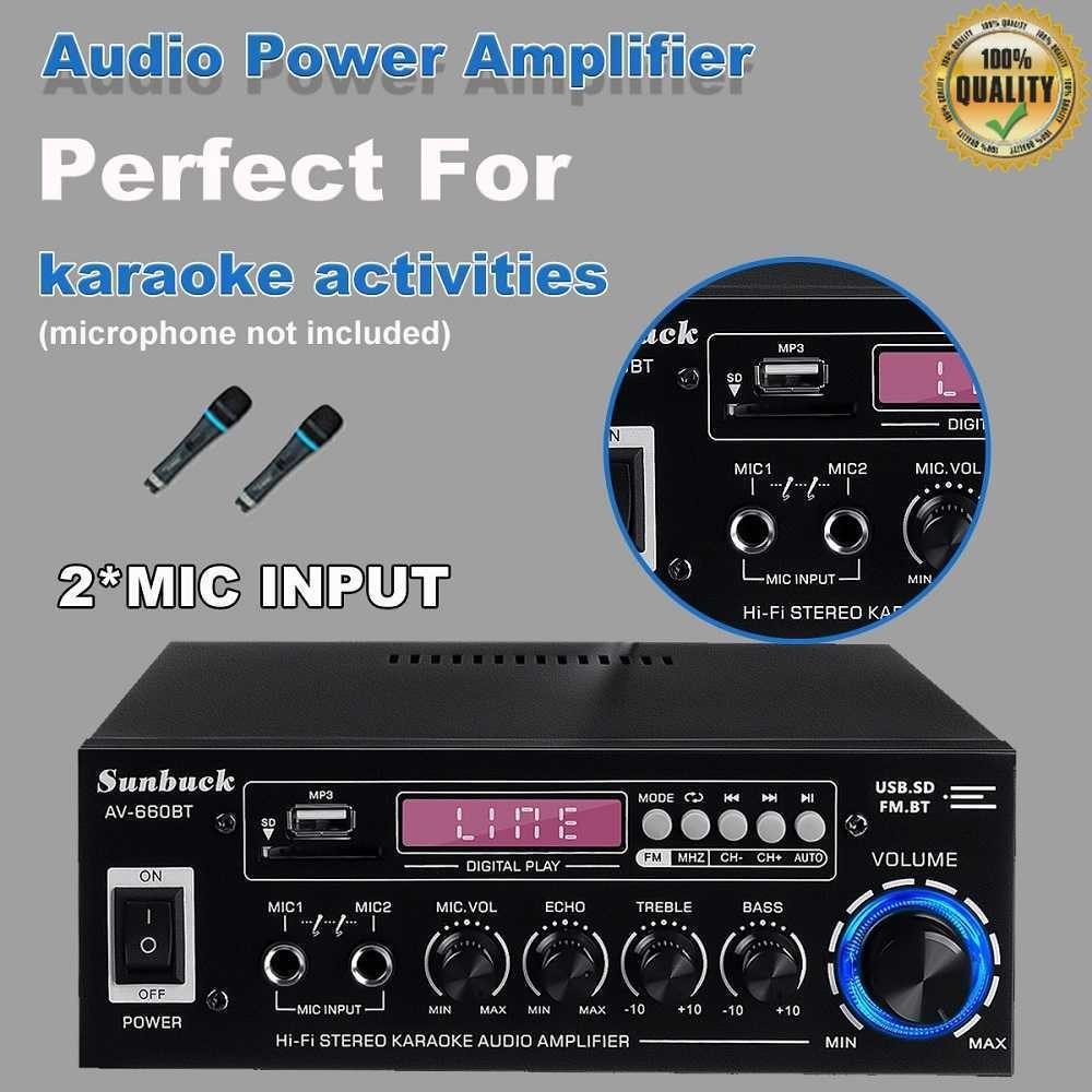 ( As2 )   Sunbuck Audio Bluetooth 5.0 DAC Amplifier 2 Ch Remote 2000W - AV-660BT