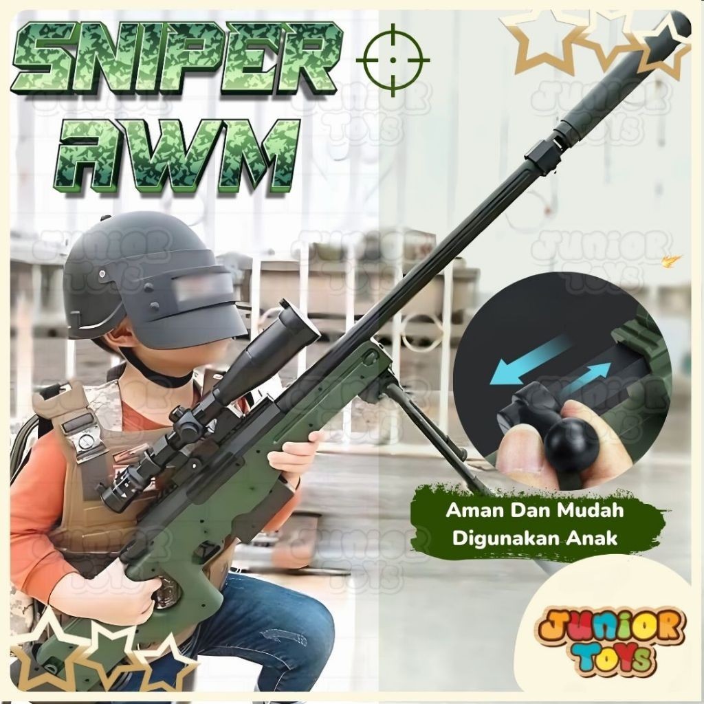 WD53ER Mainan Anak Laki Tembak Tembakan Sniper AWM Besar Peluru Busa Aman Tidak Berbahaya Soft Bulle