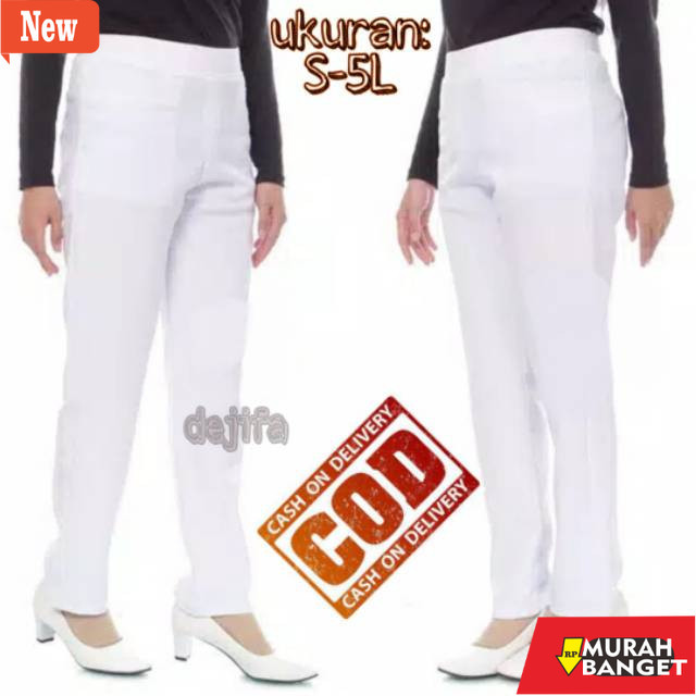 celana kerja wanita terbaru yg lagi viral- Celana Bahan Kerja Wanita Kantoran Warna Putih Pinggang K