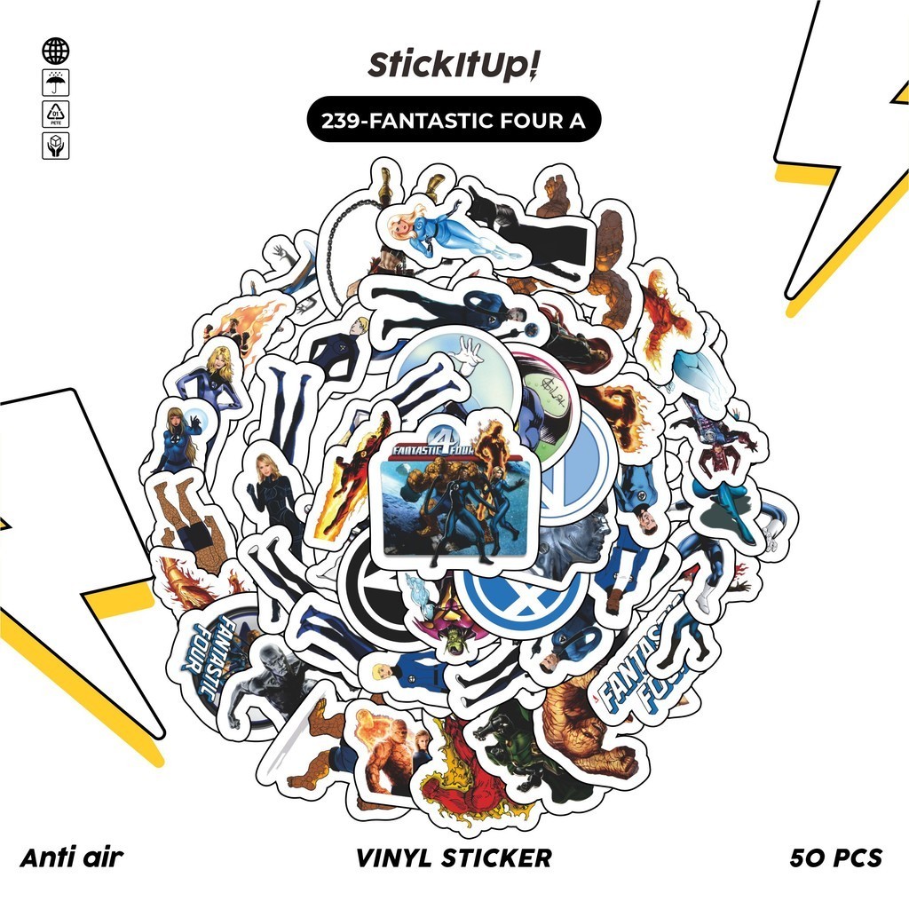 

COD✨ 50 Pcs Stiker Pack Motif Kartun Fantastic Four Animated series Lucu Aesthetic Vynil Waterproof untuk Freebies Sticker Buku Journal Casing HP Laptop