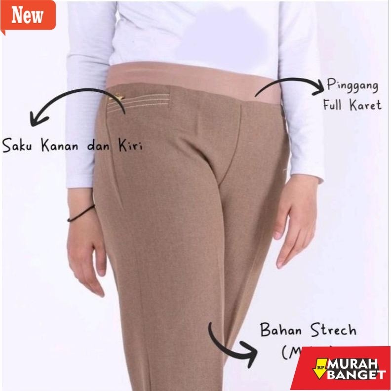 Celana panjang kerja wanita yg terbaru- Celana Kerja Wanita Pinggang Karet / Celana Kantor Wanita Pi
