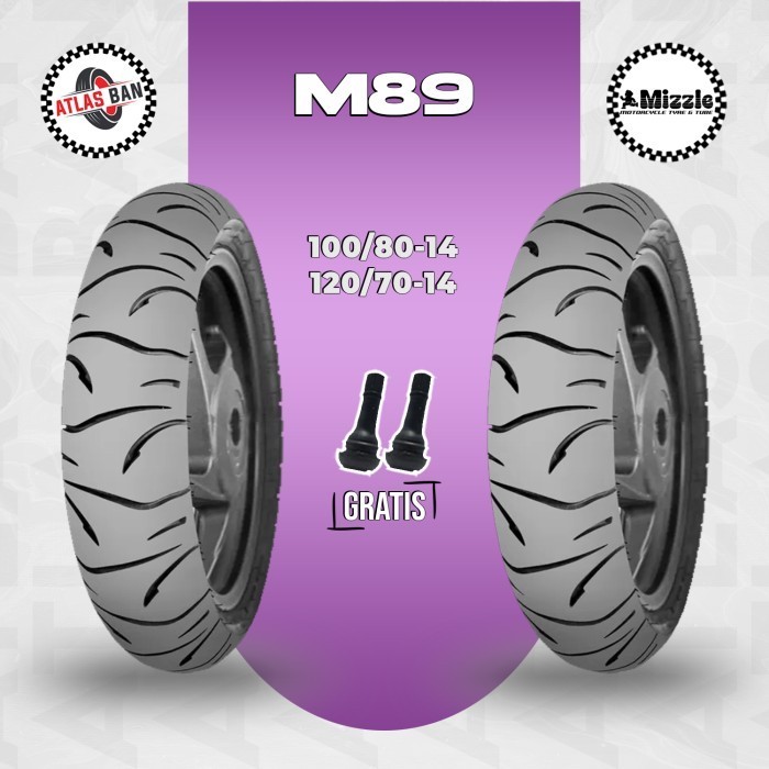 Paket Ban Tubles Motor HONDA PCX 150 MIZZLE M89 100/80 - 120/70 Ring 14