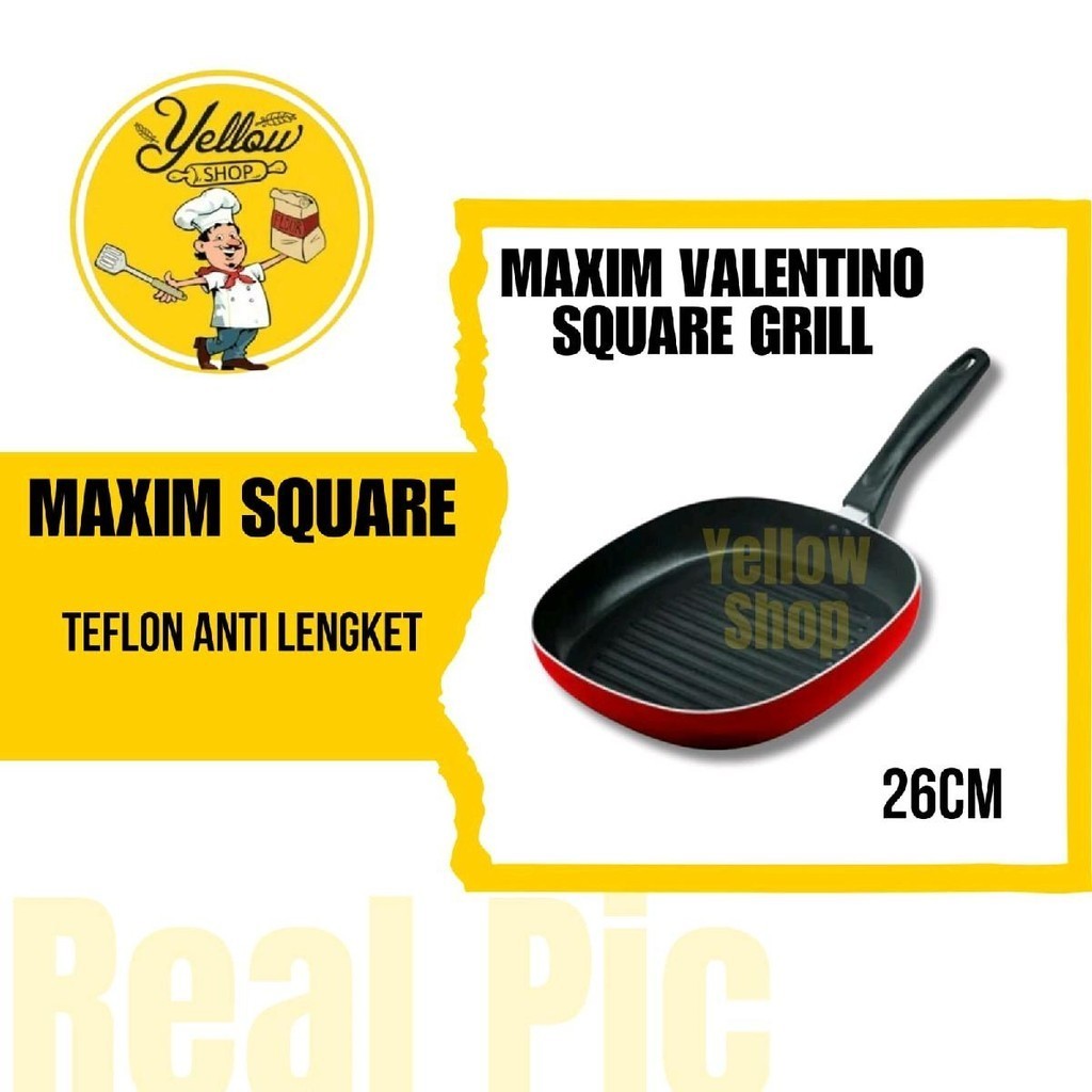 MAXIM VALENTINO SQUARE GRILL 26CM / TEPLON ANTI LENGKET