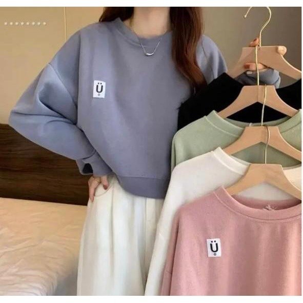 BASIC U CROOPE SWEATER CREWNECK WANITA
