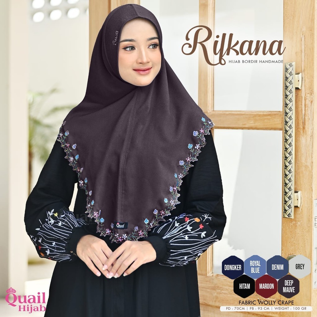 Rifkana Hijab Original Quail Hijab Wanita Bordir handmade