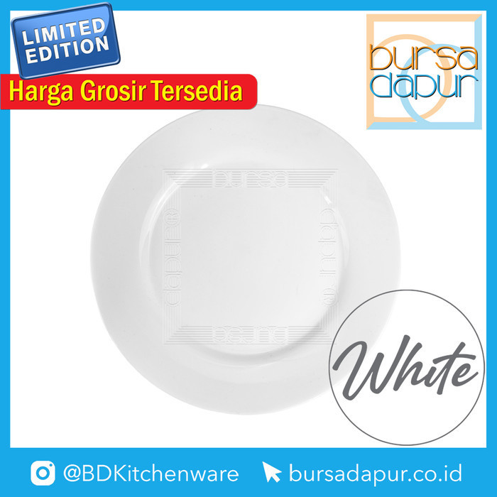 Limited Edition Porcelain White Plate Rim 22 cm / Piring Lis 22 cm