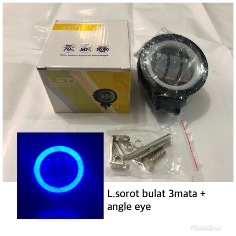 [ DELSER MOTOR ] TERLARIS LAMPU TEMBAK LED BULAT 3 MATA + ANGEL EYE MOTOR / MOBIL / LAMPU SOROT LED 