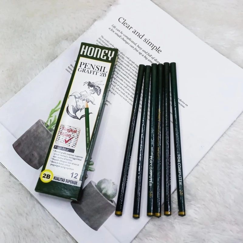 

Pensil Kayu 2B Murah/Pensil 2B Honey/My Pencil Hijau/Biru/2B Pencil/Pensil 2B Termurah 1 box isi 12 pcs _Balqis Asahan Shop