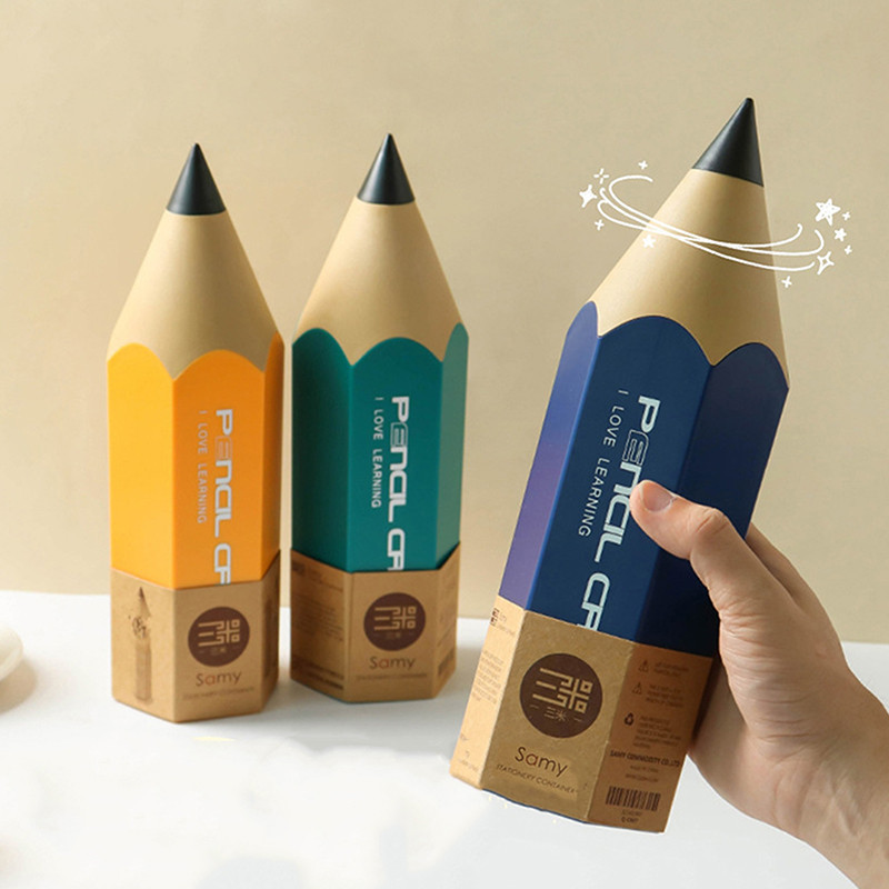 

Pencil Shape Pen Holder Creative Desktop With Cover Dustproof Stationery Storage Pen Box Storage Bucket Makeup Brush Holder