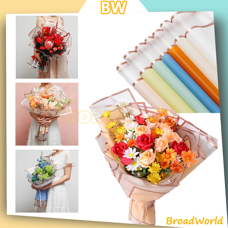 

double transparent gold frame cellophane /ecer lembaran kertas bunga wrapping paper/kertas buket transparent double frame / Flower Wrapping Double Gold Frame