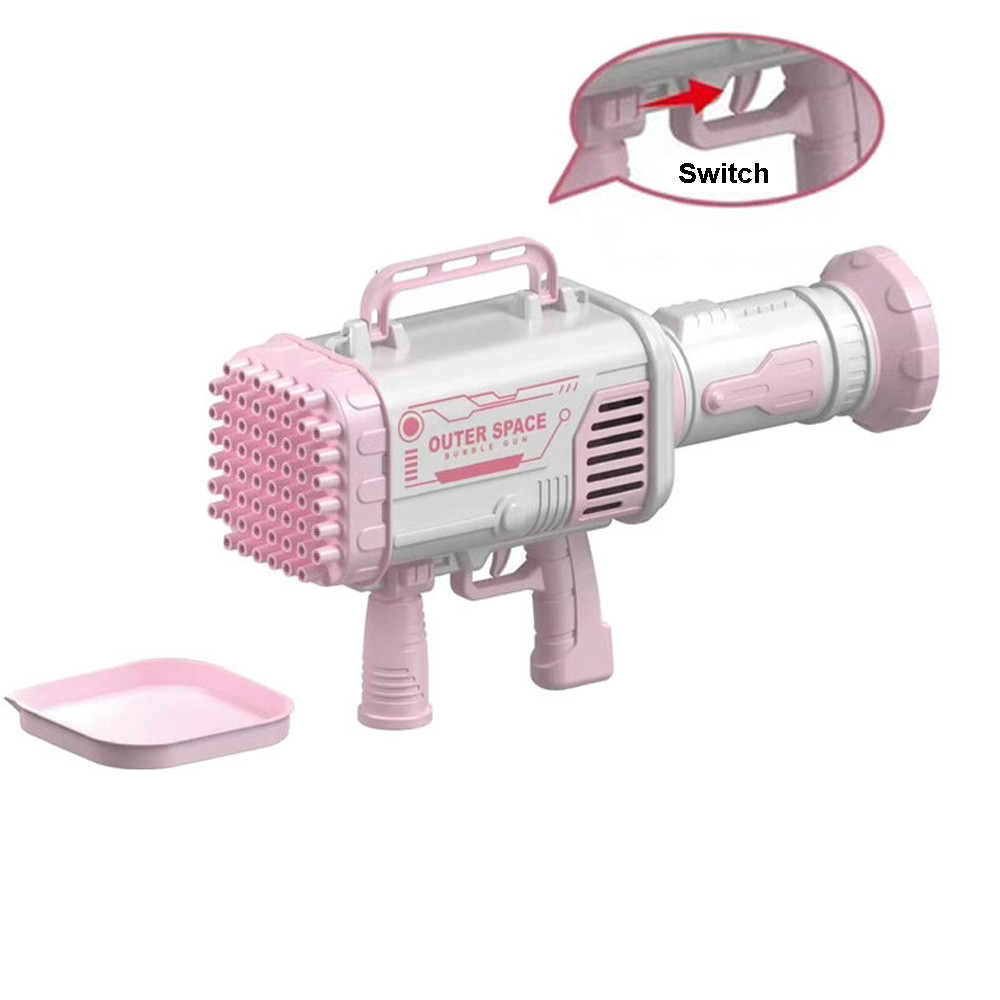 64 Holes Space Bubble Gun Machine LED Rocket Launcher Shape Bubble Maker Automatic Soap Maker Kids T