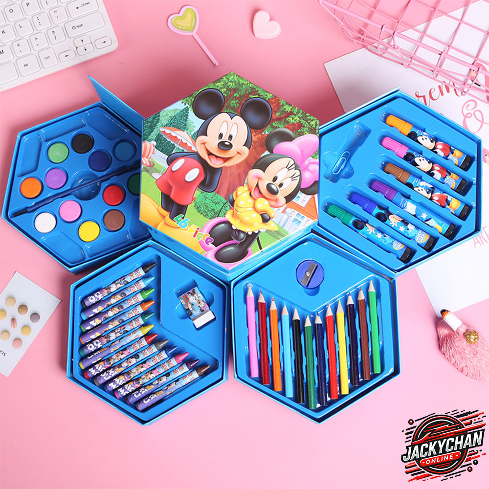 

JC Stationary Set Isi 46 Pcs Pensil Crayon Set Pensil Warna Alat Menggambar Anak