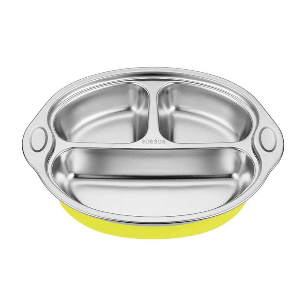 LFGB Certificate Safe 304 Stainless Steel Baby Feeding Dish With Silicone Suction Cup Children Table