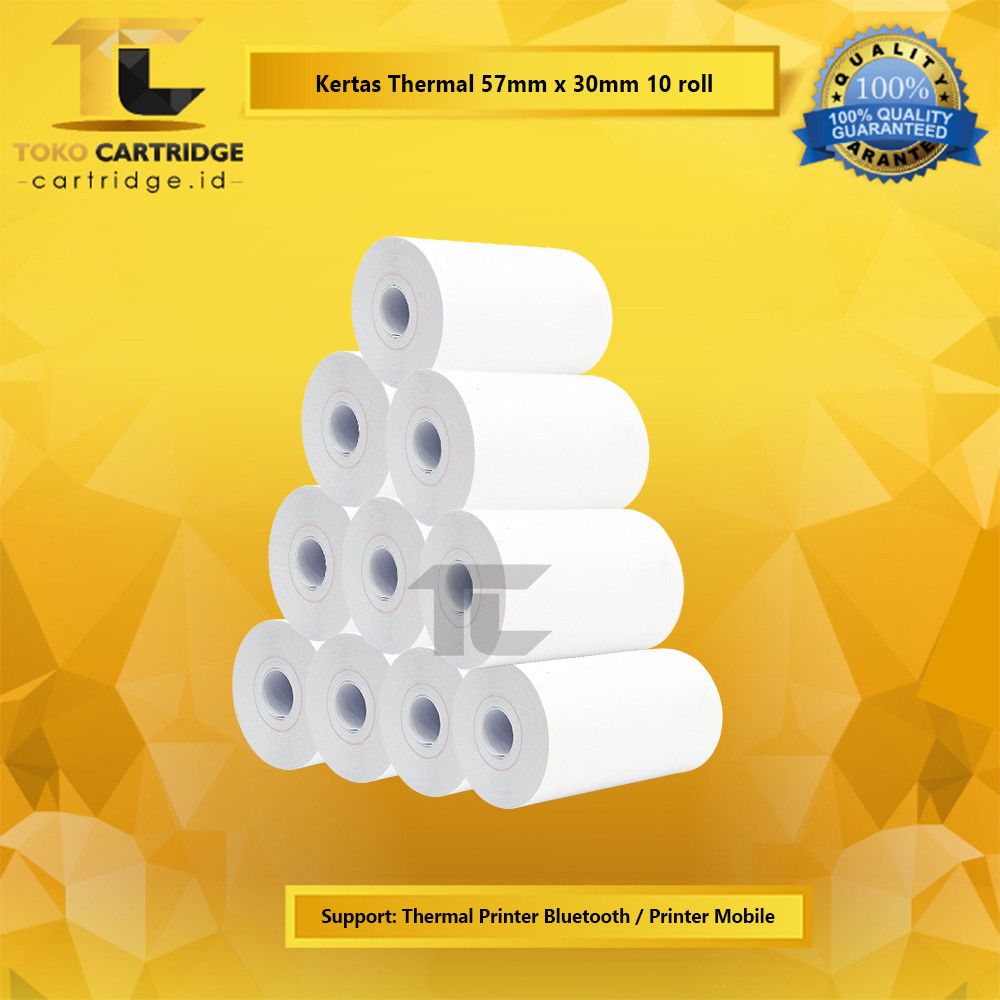 

BUNDLING Kertas Thermal Kasir 57mm x 30mm 5 Roll, 10 Roll 15 Roll, Kasir EDC Paper Roll Struk Resi Ukuran 57 mm x 30 mm 70Gsm