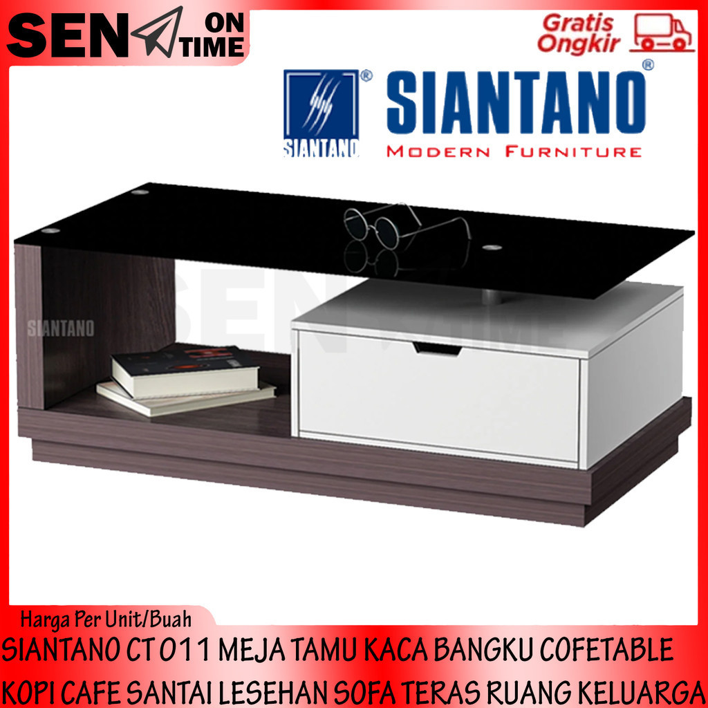 [Kargo] Meja Tamu Kaca Siantano Ct 011 Bangku Cofetable Kopi Santai Lesehan Sofa Soffa Teras Ruang K